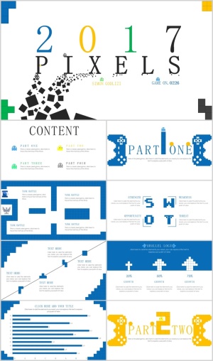 多彩全动画像素游戏风格PPT模板