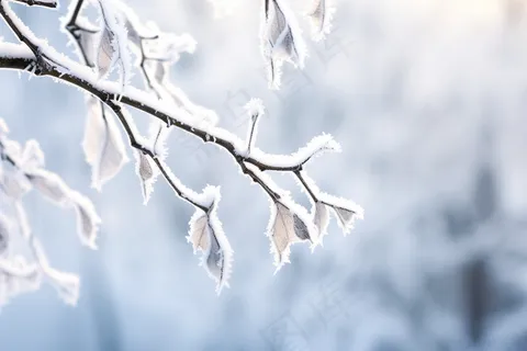 冬季白雪覆盖树枝雾凇雪景摄影图