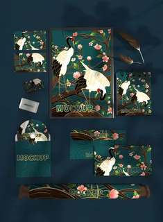 唯美国潮风中式智能贴图样机