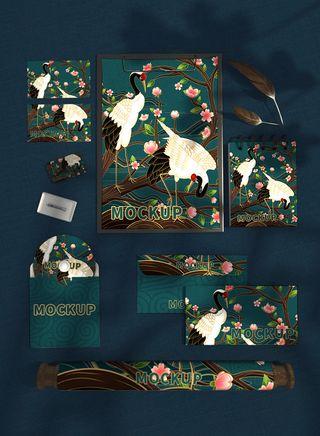 唯美国潮风中式智能贴图样机