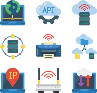 网络云端卡通图标科技kv主视觉素材