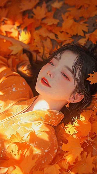 秋天秋季落叶美人，阳光落日秋叶，立秋秋分