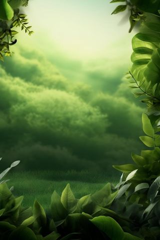 简约树叶丛林小草绿色简约背景