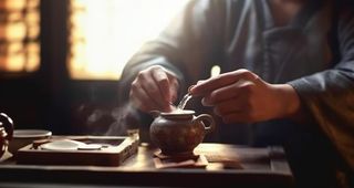 泡茶实物场景摄影背景