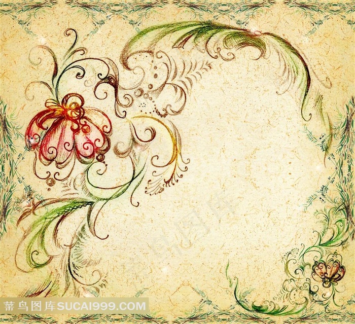 高清怀旧复古花纹背景素材图片下载