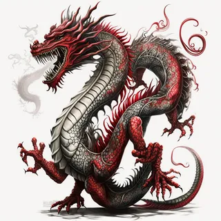 节日生肖龙，插画风格，红色，综合使用