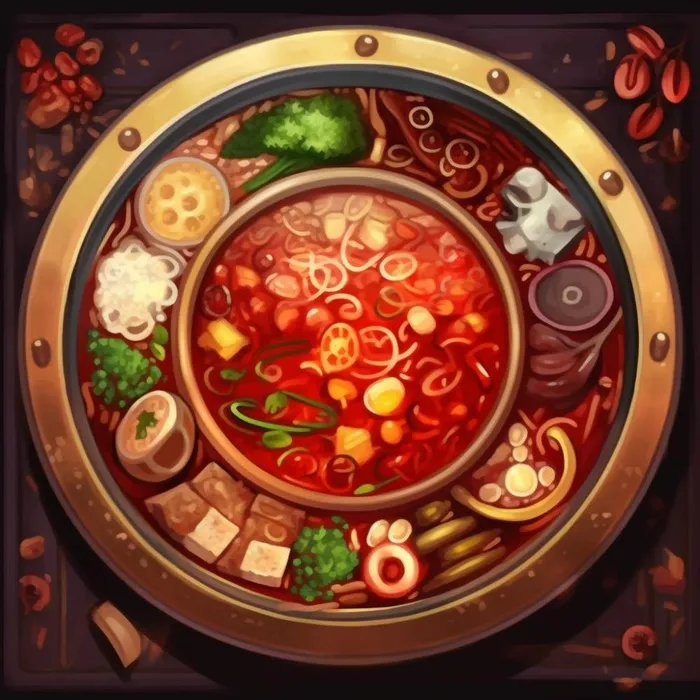 红油火锅卡通插画背景(1024x1024)