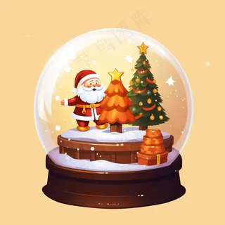 圣诞水晶球卡通插画背景