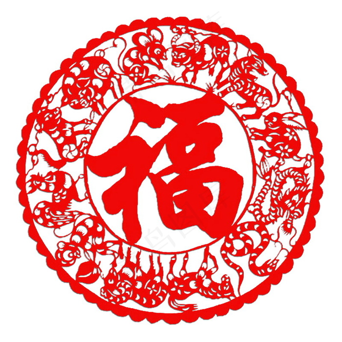 鸡年福字剪纸图片
