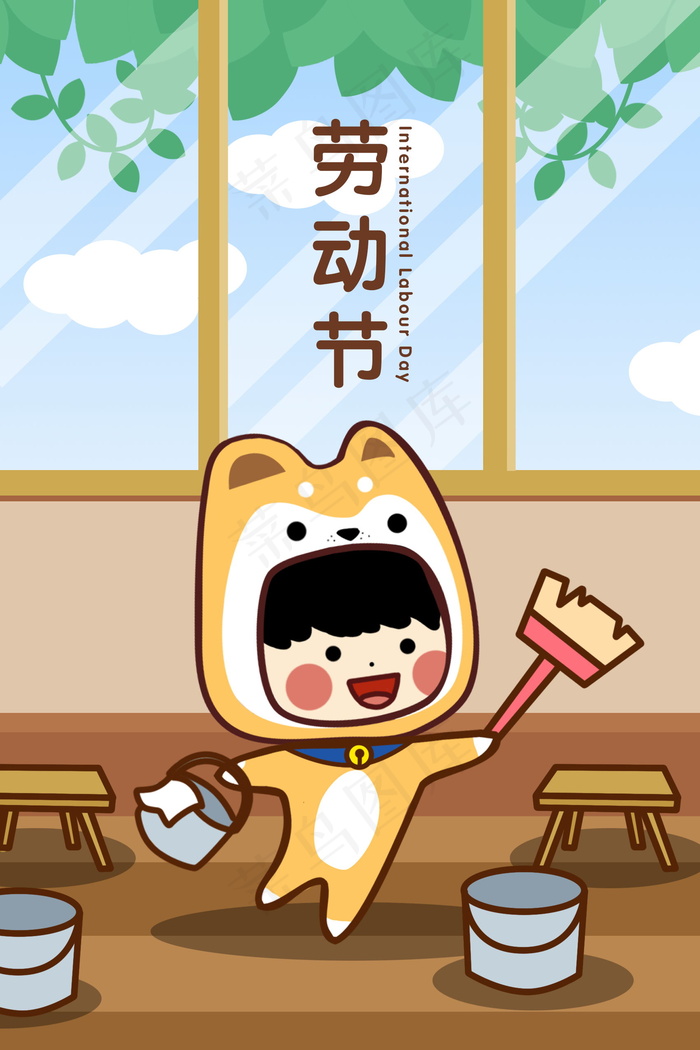 五一劳动节插画 psd模版下载