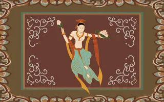 复古中式国潮风敦煌花纹装饰图案花卉藻井肌理圆形边框素材