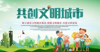 创意清爽创卫环保海报