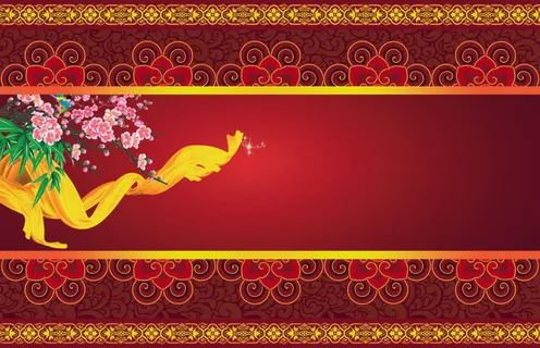 桃花线布红色背景