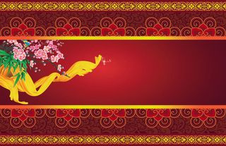 桃花线布红色背景