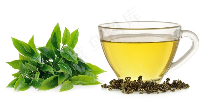 干湿茶叶和柠檬水高清摄影