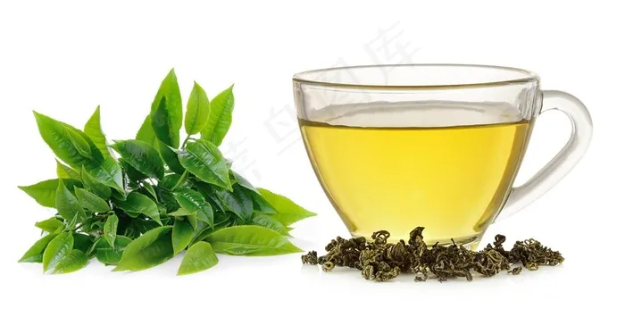 干湿茶叶和柠檬水高清摄影
