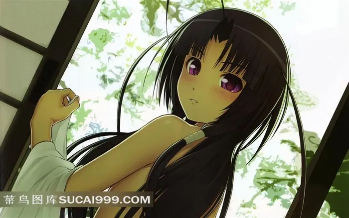 转头的动漫美少女插画素材