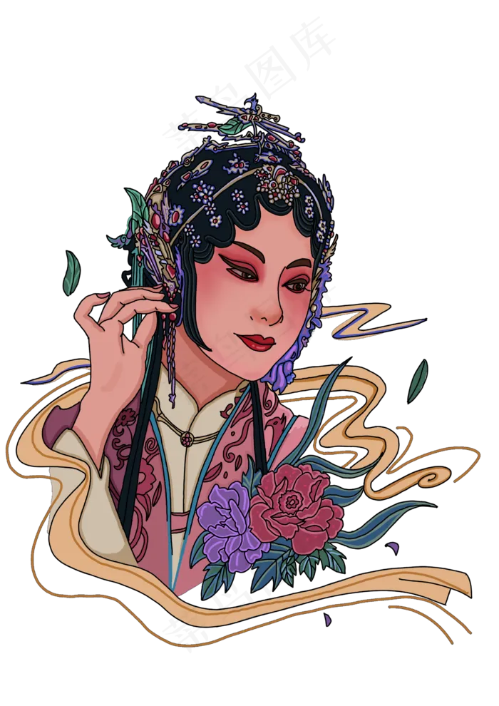 [京剧国粹]戏剧国潮、国粹头像插画女头插画
