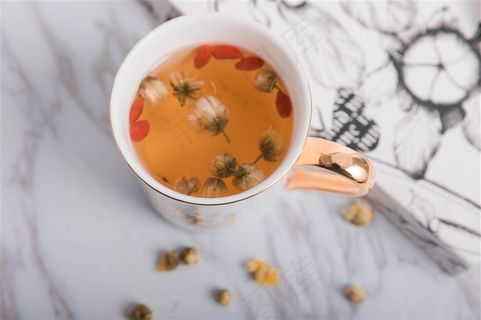 健康营养的枸杞养生茶饮摄影素材图