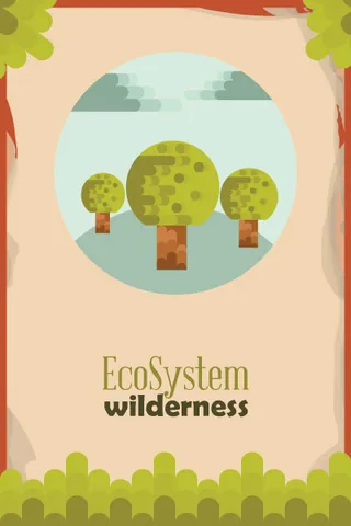 自然风景动物植物扁平矢量插画