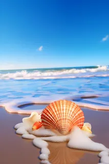 海边沙滩贝壳清新背景