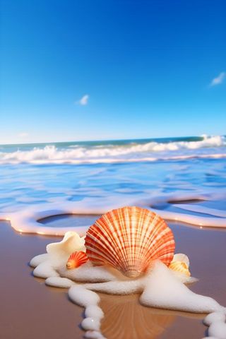 海边沙滩贝壳清新背景