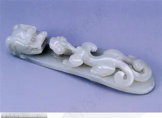 中华传统工艺-豹纹狮头的玉勾