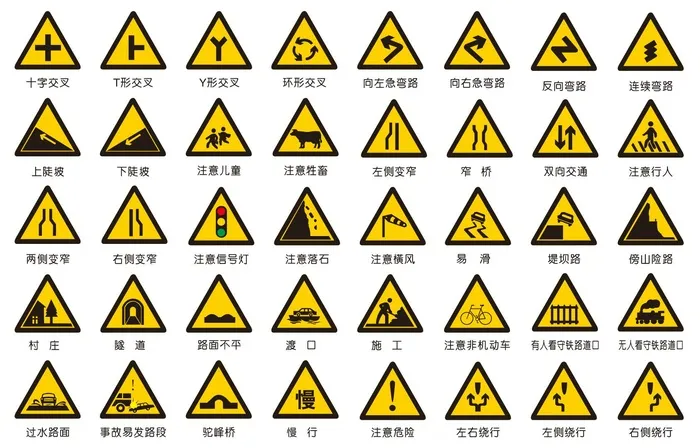 矢量交通三角指示牌cdr矢量模版下载