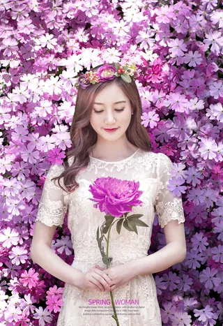 速卖通夏季促销紫花美女背景