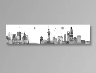 城市建筑剪影地标名胜古迹