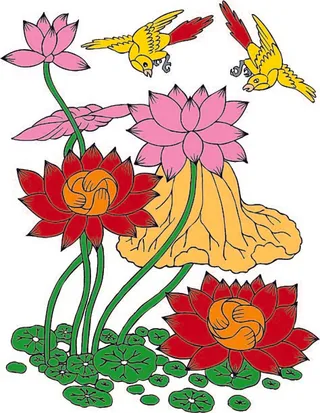 中国吉祥图免扣元素矢量图荷花