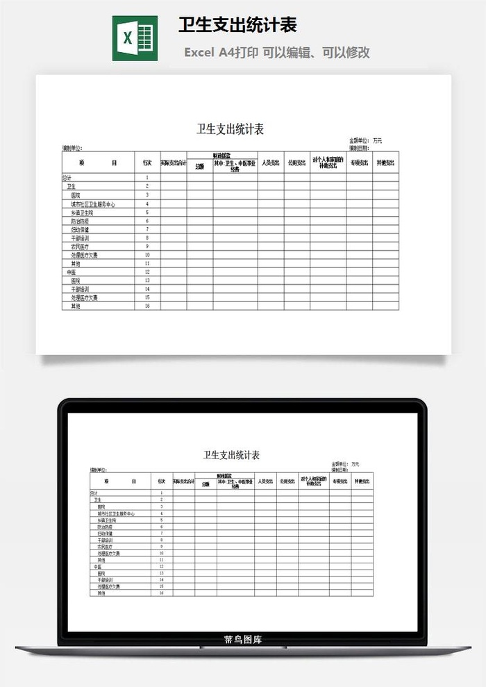 卫生支出统计表excel模板