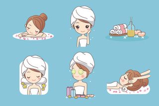 化妆品素材卡通版美容女孩