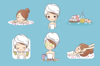 化妆品素材卡通版美容女孩