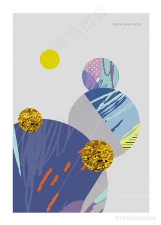 时尚矢量圆水彩插画