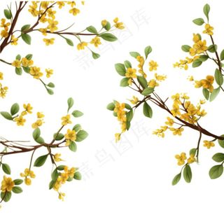 桂花黄花树枝免抠