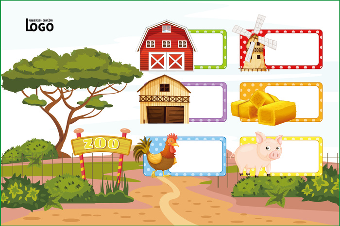 动物世界卡通不干胶标签贴纸