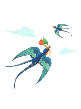 清明元素卡通春天清明节晚春绿色