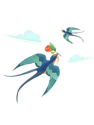 清明元素卡通春天清明节晚春绿色