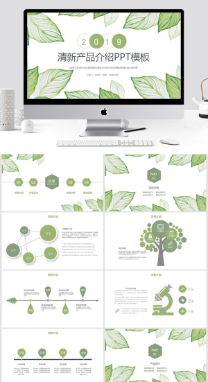 淡绿色小清新产品宣传PPT模板预览图
