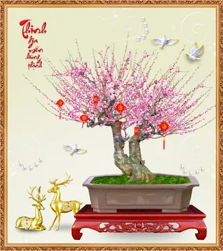 桃花盆财宝玄关背景