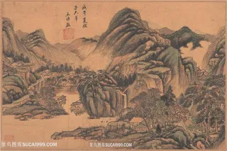 明代画家王时敏仿子久仿古山水图国画图片