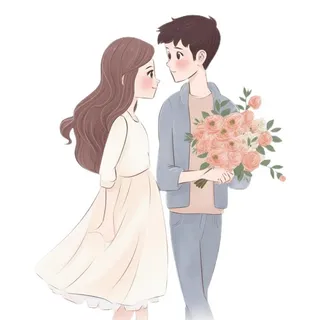 520情人节情侣拥抱花人物免抠