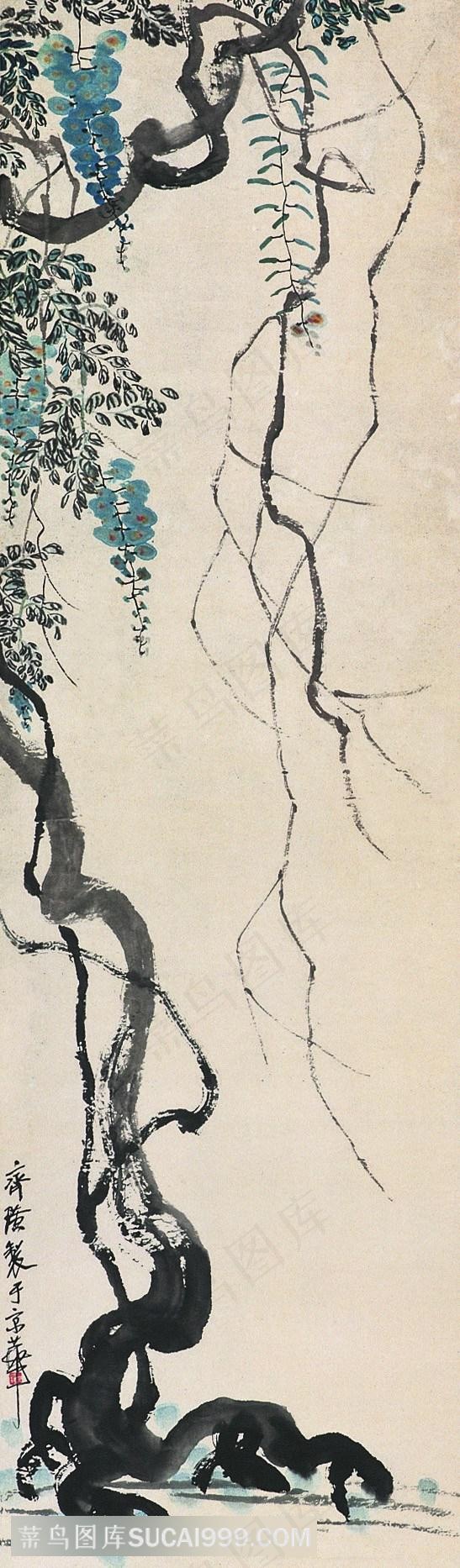 齐白石树枝植物国画图片