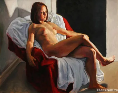 坐在椅子上的裸体女人油画