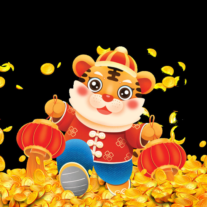 设计卡通老虎装饰新年