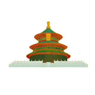 复古中国风国潮古建筑插画手绘高楼古塔PSD素材亭子png免抠图