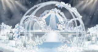 浅蓝色清新婚礼效果图