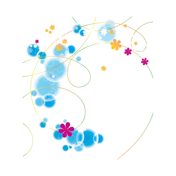 蓝色圆形花瓣装饰卡通