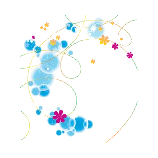 蓝色圆形花瓣装饰卡通